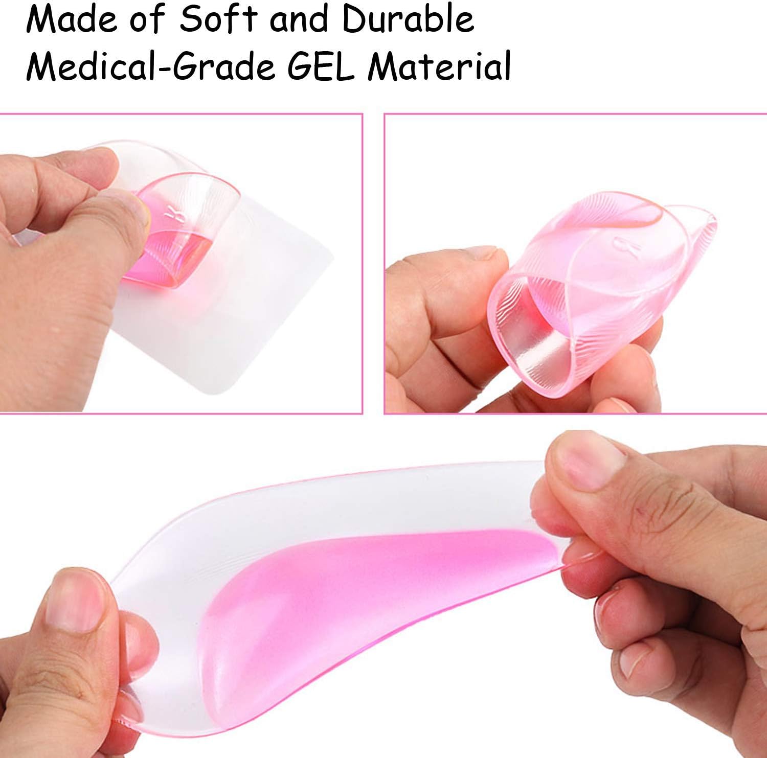 Gel Arch Support Cushions for Men & Women, Shoe Insoles for Flat Feet, Reusable Arch Inserts for Plantar Fasciitis, Adhesive Arch Pad for Relieve Pressure and Feet Pain- 6 Pairs: Health & Personal Care