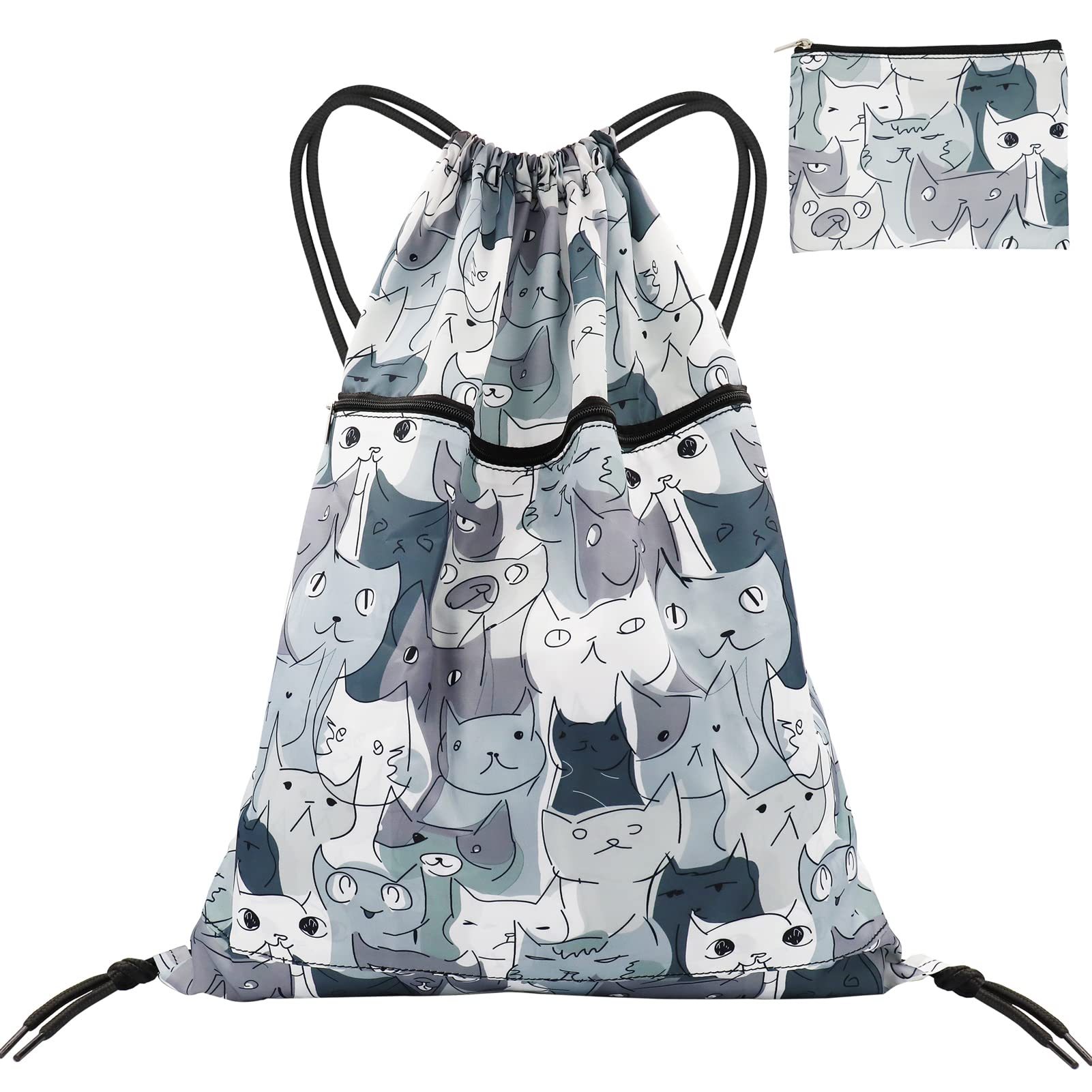 FenFang Drawstring Bags Large, Light PE Bags for School Children Boys Girls, Gym Sack Trainer Travel Sports Swimming Sackpack Backpack Rucksack String for Holiday Yoga Men Women Kids Adults Grey