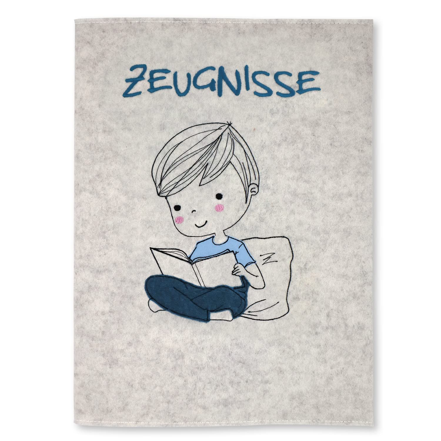 Goldi-Design Certificate Folder Bookworm White 100% Wool Felt Cover and Display Book DIN A4 with 20 Sleeves