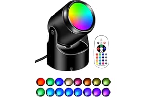 Tongue feast Led Spot Lights Indoor, Christmas 6W RGBW Up Lights Indoor Floor spotlights with Remote, 16 Color Changing Lights Accent Lighting Plant Picture Artwork, Foot Switch, 6FT Cord