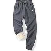 Flygo Men's Fleece Pants Winter Warm Joggers Pants Active Sherpa Lined Sweatpants