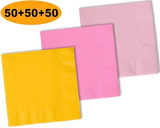 150 Tovaglioli Colore Giallo Rosa Chiaro Rosa Confetto