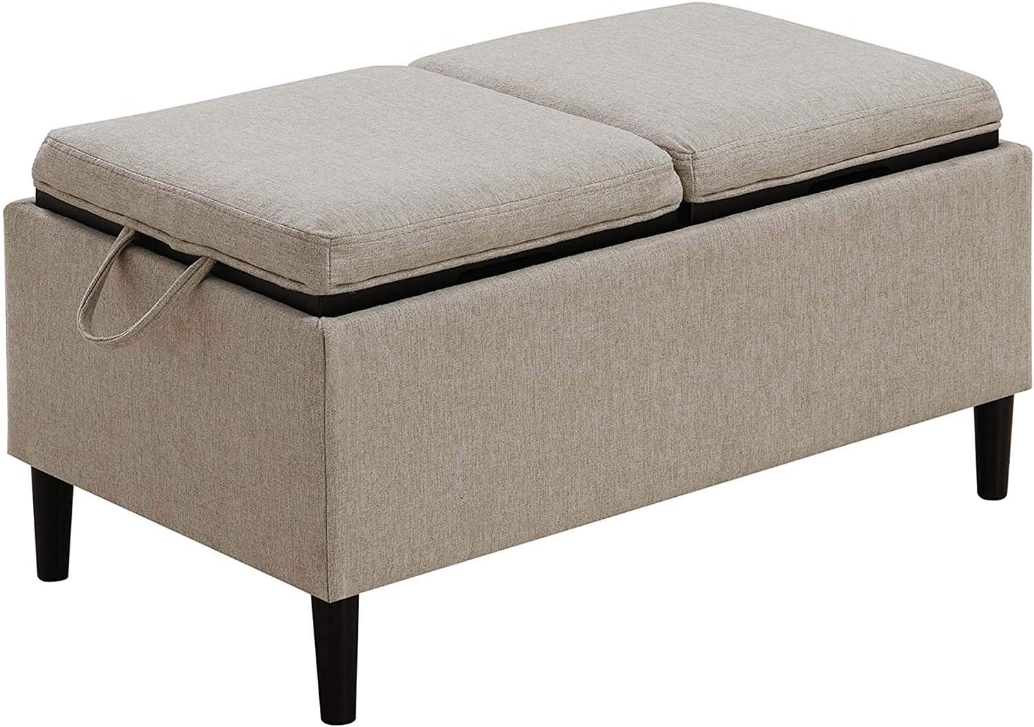 Convenience Concepts Designs4Comfort Magnolia Storage Ottoman With Trays, Soft Beige Fabric