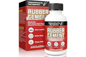 VERECLUE Rubber Cement, Rubber Contact Cement Glue with Brush, Dry Clear Cement Glue for Crafts, Wrinkle-Free Paper Cement, Water-Resistant Rubber Cement Adhesive for Photos, Wood, Crafts, 110ml