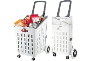 JMFOLD Shopping Cart for Groceries, 75L Extra Large Capacity Grocery Cart 360° Rolling Swivel Wheels, Utility Cart Folding Shopping Carts for Laundry Luggage Shopping