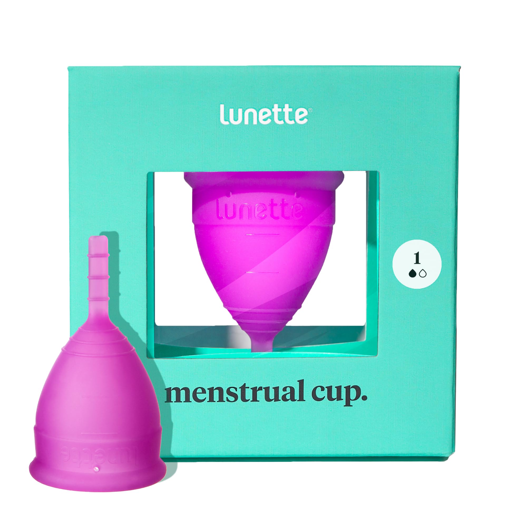 lunette Menstrual Cup – Best Reusable Period Cup – Wear for 12 Hours and Reuse up to 10 Years, Violet Size 1 for Light to Moderate Flow