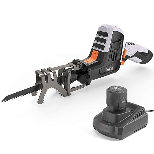 TACKLIFE Säbelsäge, Reciprosäge, 2500RPM, Batterrie(10.8V?1500mAh) mit Ladergrät-Eine Stunde lang voll aufgeladen, Akkuanzeig