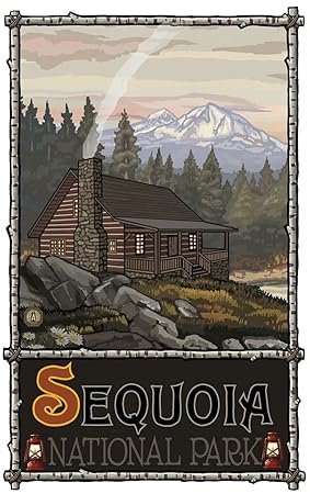 Amazon Com Sequoia National Park Summer Mountain Cabin Travel Art