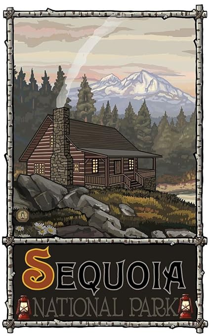 Amazon Com Sequoia National Park Summer Mountain Cabin Travel Art