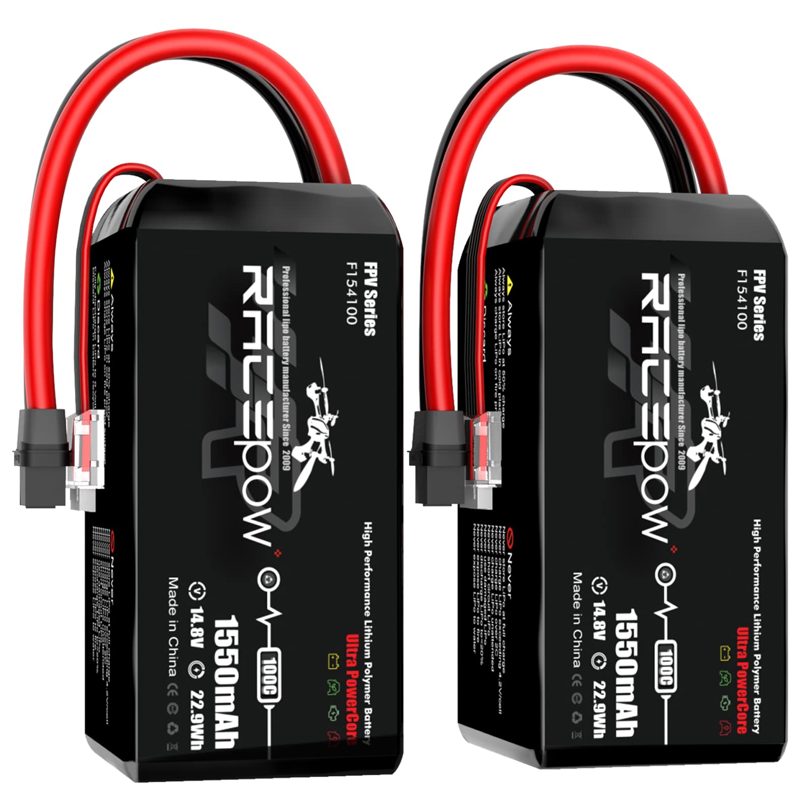 RACEPOW 1550mAh 14.8V 100C 4S Lipo Battery Pack