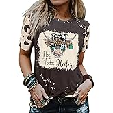 Cow Shirts for Women Cute Cattle Cowgirl T-Shirt Funny Animal Graphic Farm Life Tee Casual Short Sleeve Holiday Tops
