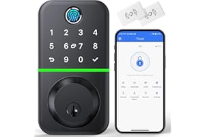 KUCACCI Smart Door Lock Deadbolt with Keypad: Keyless Entry Door Lock - Fingerprint Lock for Front Door - Electronic Lock with Bluetooth and APP Control