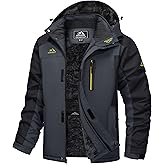 MAGCOMSEN Men's Winter Jacket Ski Snow Waterproof Fleece Coats Snowboard Warm Parka Raincoats with Hood 5 Pockets