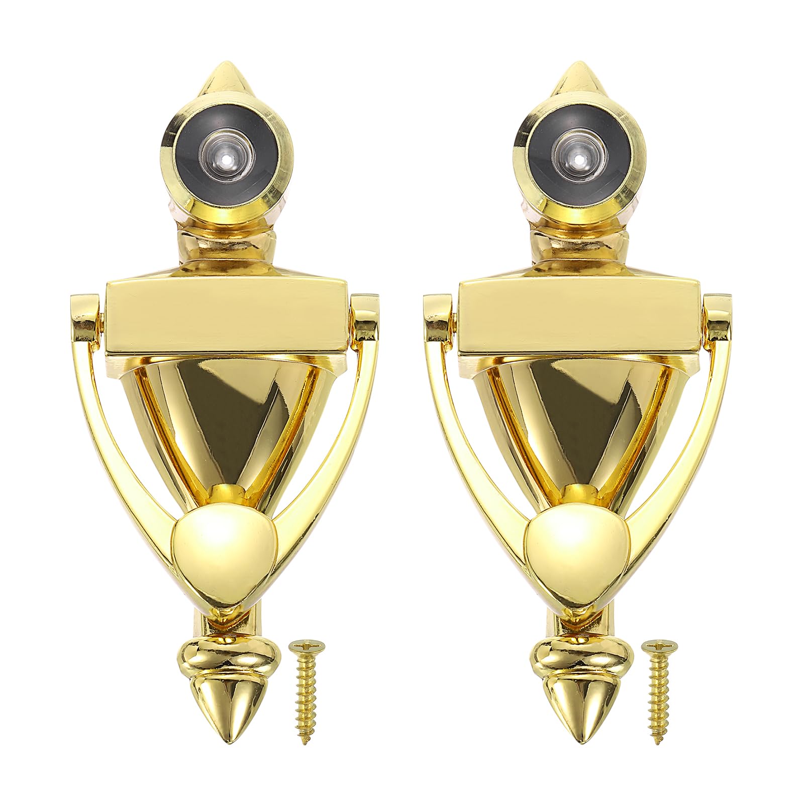PATIKIL 9/16" Door Knocker with Viewer, 2 Pcs 180 Degree Door Viewer Die-Cast Construction with Peephole Fits 1-3/8inch to 2-3/8inch Door Peep Hole for Home Office Hotel, Gold