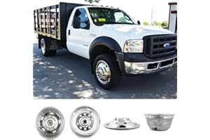 Kucaruce 4pcs 19.5" Dually Steel Wheel Simulators Hub Covers 10 Lug Bolt on 304L Stainless Steel Polished Hub Cap Skins Liners Covers Compatible with 2005-2022 F450/F550 Truck 19F10