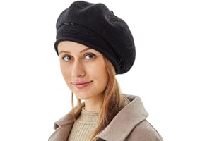 FENELY Beret Hat for Women, French Style Beanie Winter Fashion Warm Wool Lining Knit Cap