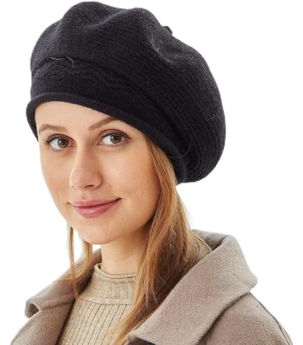 100% Wool Beret Hat Adjustable Headband Handmade Rolled Brim Unisex 100% Wool Black Beret Hats for Women Men,Classic French Hat  main image 2