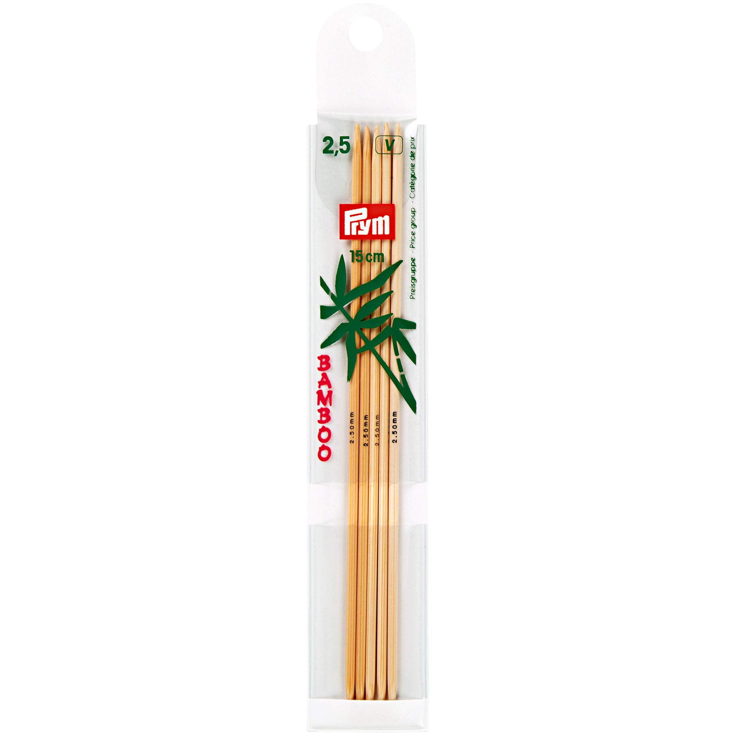 Prym 15 cm x 2.50 mm Double Pointed Glove Knitting Pins, Bamboo