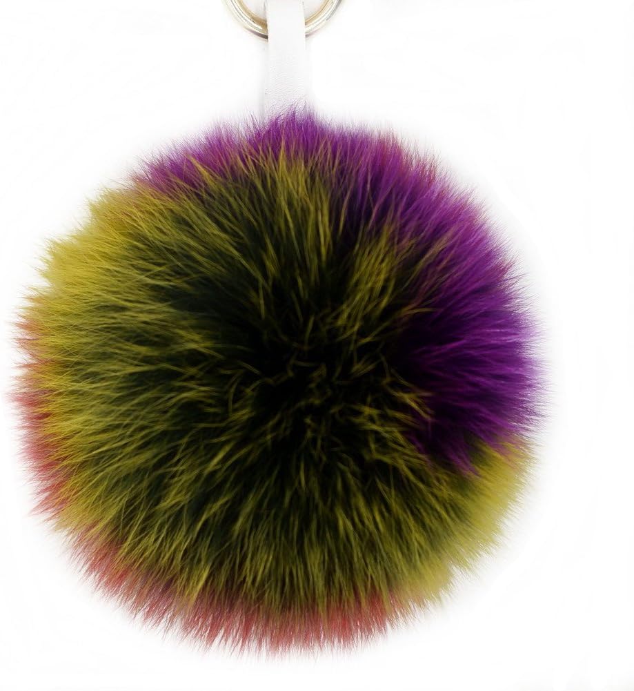 Valpeak 5'' Fox Fur Pom Pom Keychain Fur Ball Keychain Fluffy Fur Keychain Balls