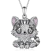 Cat Necklace 925 Sterling Silver Black Cat Gifts Black Cat Pendant Birthday Cat Jewelry for Women