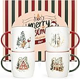 Cabtnca Christmas Mugs Set of 4, Holidays Mugs Gifts, Xmas Mug Gift for Kids, Xmas Decor, Marry Christmas Gifts for Women, 11Oz