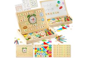 WOODNPLAY Mathematics Draw Board - Magnetic Color Number Puzzles Kids Numbers Montessori Toys for 3+ Year Old Educational Homeschool Counting Sticks Toddlers Preschool Learning Math Activities Abacus Toy Blocks