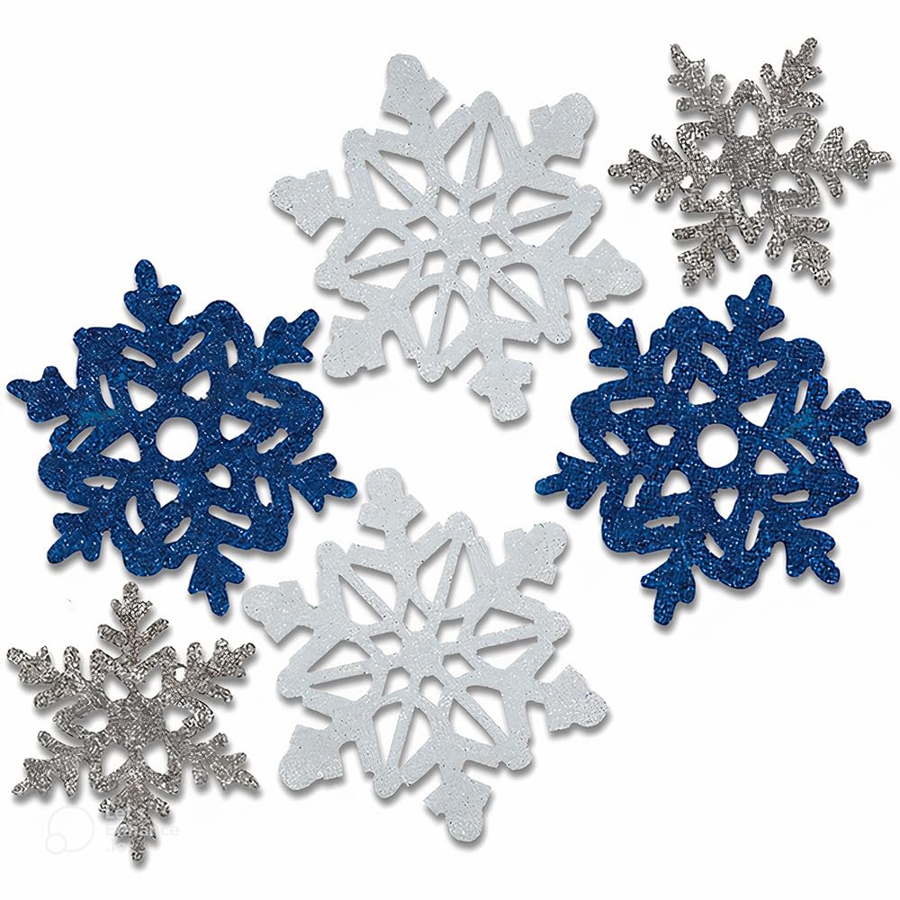 Unique Party 62551 - Mini Glitter Snowflake Christmas Decorations, Assorted Pack of 6