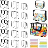 18 Packs Toy Storage Bags with Labels, Clear PVC Puzzle Storage Bags, Waterproof Travel Toy Organizer Bags with Zipper for Building Blocks Kids Books (3 Size)