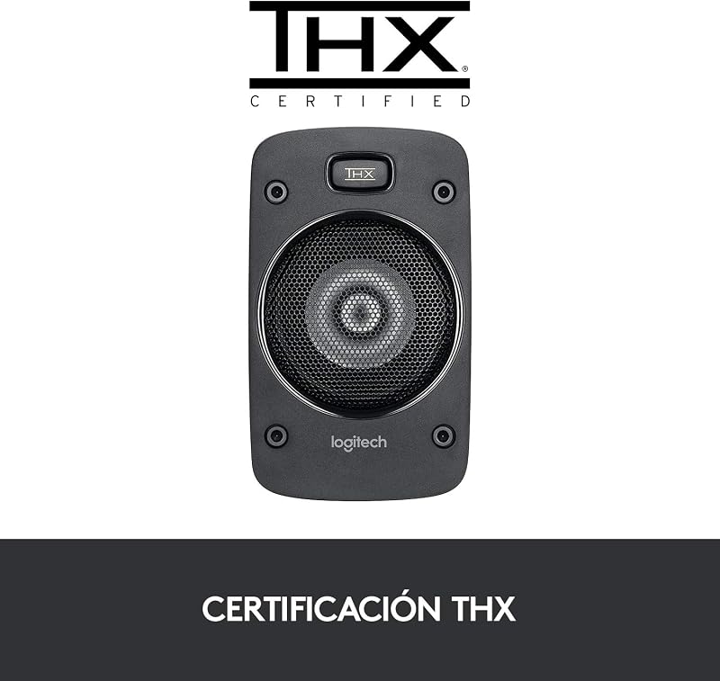Sistema de alto-falantes de som surround logitech z906 5.1 thx, certificação dolby e dts, pico de 1000 w, vários dispositivos, múltiplas entradas de áudio, preto