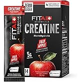 FITAID Creatine Powder, Fuji Apple, Creatine Monohydrate, ATP Production for Weightlifting, Cycling, Zero Sugar, Smooth-Mixing, Easy on Stomach, Travel Friendly, 14 Pack