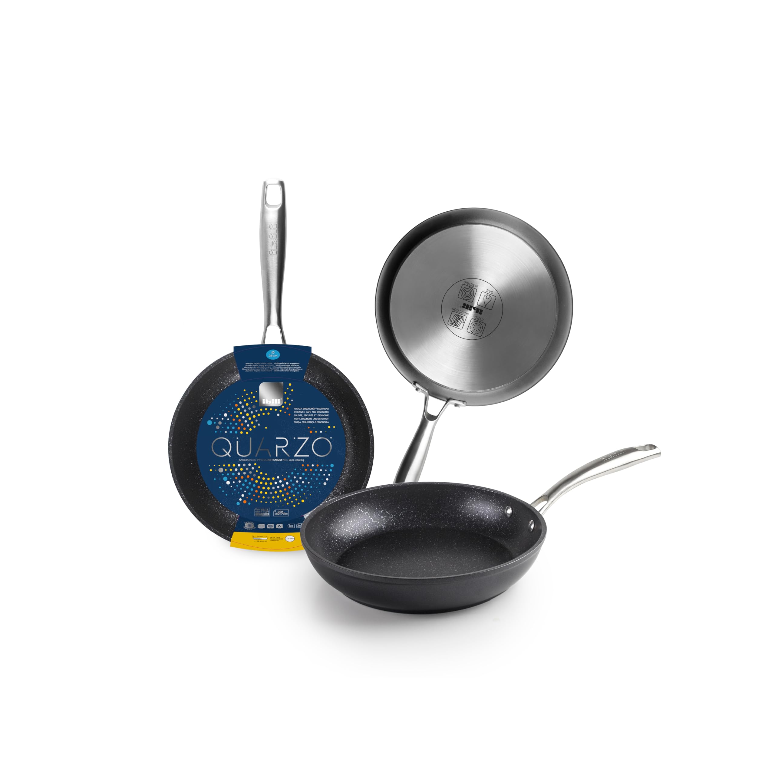 IBILI Quarzo Frying Pan, 26 cm, Aluminium, Quantanium Non-Stick Coating, Suitable for Induction Hobs