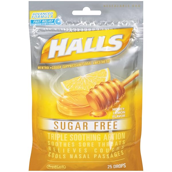 HALLS COUGH DROP, S/F, HNY LEMN, 25-COUNT (PACK...