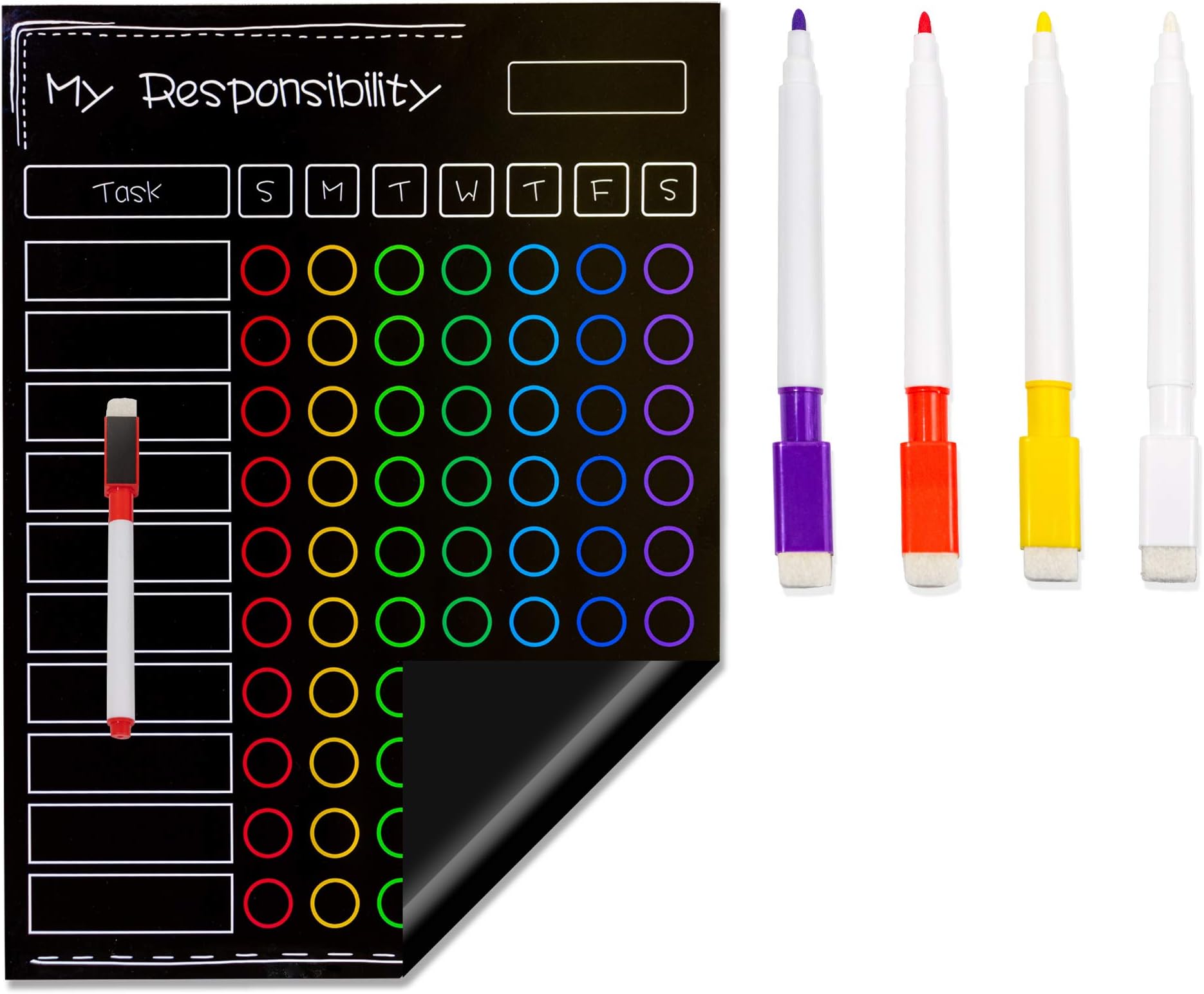 Magnetic Organization Board, Chore Chart, Reward, Incentive and Behavior Chart | Complete with Dry Erase-Markers | 12 x 16 Inches | Home School, Kids Chore Chart, Chore Chart for Teens