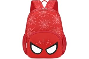 JIANYA Spider Toddler Backpack for Little Boys Mini Backpack for Kids Cute Preschool Backpack with Chest Strap, Red