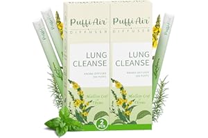 PUFFIAIR Herbal Diffuser Infused with Mullein, Thyme, and Mint for Breathing Support, Lung Care, Fresh Oral Air, and Habit Management - 300 Uses, 2 Packs 3 Sticks