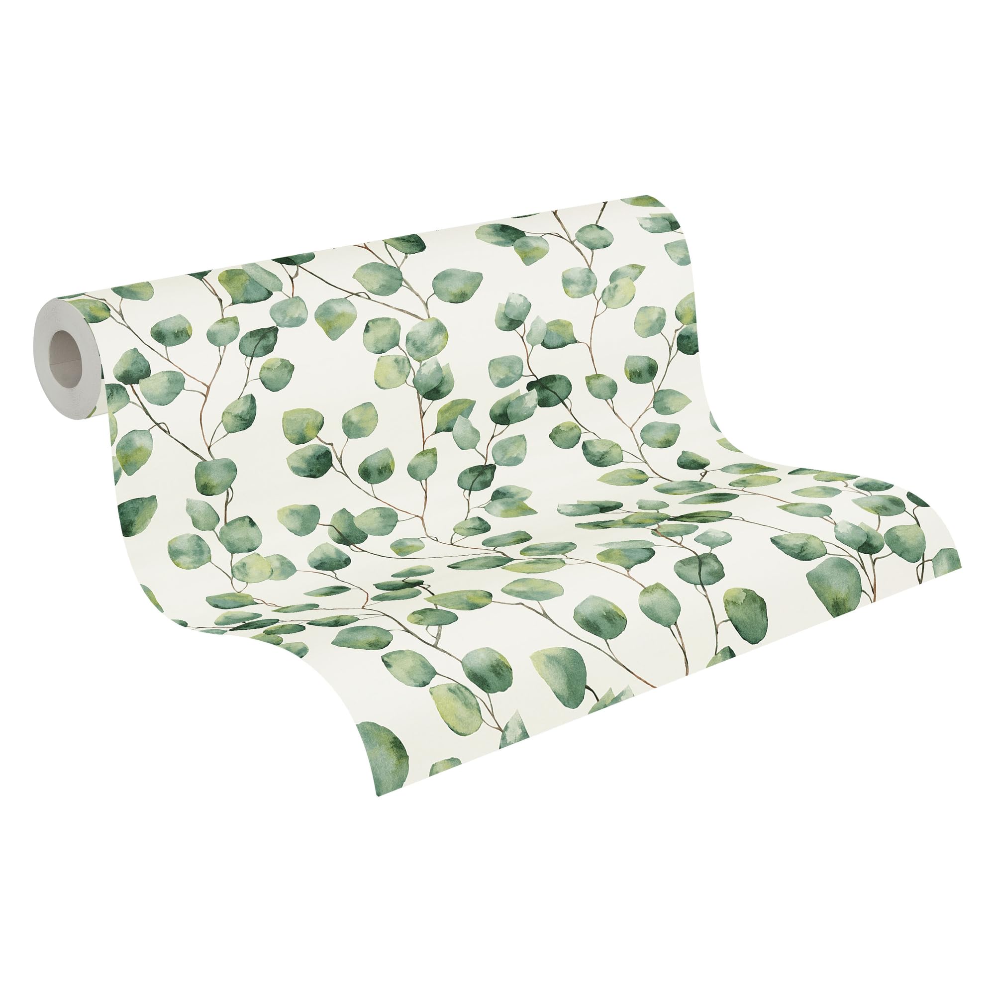 Floral Wallpaper Greenery A.S. Création Non-Woven Wallpaper 10.05 m x 0.53 m Green White Made in Germany 370441 37044-1