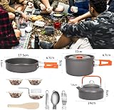 Aandyou Camping Cookware Set 13 Pcs Nonstick Pot Pan Kettle 2-3 People Orange view 4