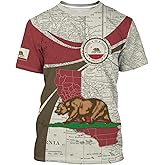 Men's American State T-Shirts 3D Printed Novelty Graphic Short Sleeve Shirts Casual Crew Neck Tees Unisex Fashion Tops