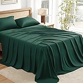 Andency King Size Sheets Set, 100% Viscose Derived from Bamboo, Cooling Summer King Sheets, Deep Pocket Up to 16", Silky Soft Bed Sheets, Hotel Bedding Sheets & Pillowcases, Dark Emerald Green