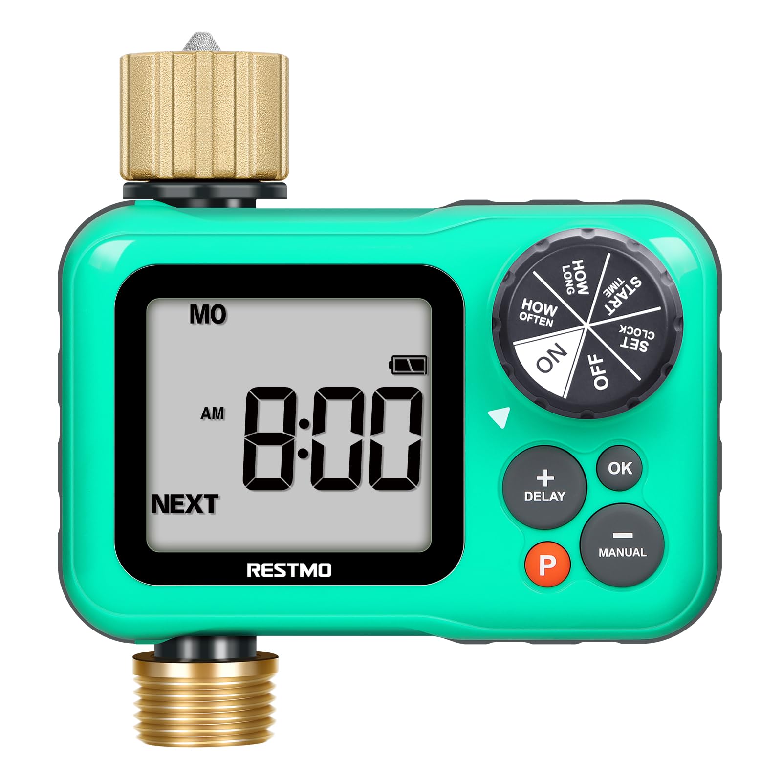 Photo 1 of RESTMO Sprinkler Timer with Brass Inlet & Outlet, 3 Separate Programs Hose Timer, Programmable Water Timer for Garden Hose, Manual | Rain Delay | Automatic Watering System for Drip Irrigation and Lawn