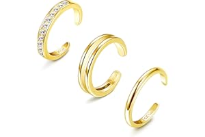 HAIAISO 14k Gold Filled Toe Rings Adjustable Open Toe Rings Cubic Zirconia Band Toe Ring Set Summer Beach Foot Jewelry Set