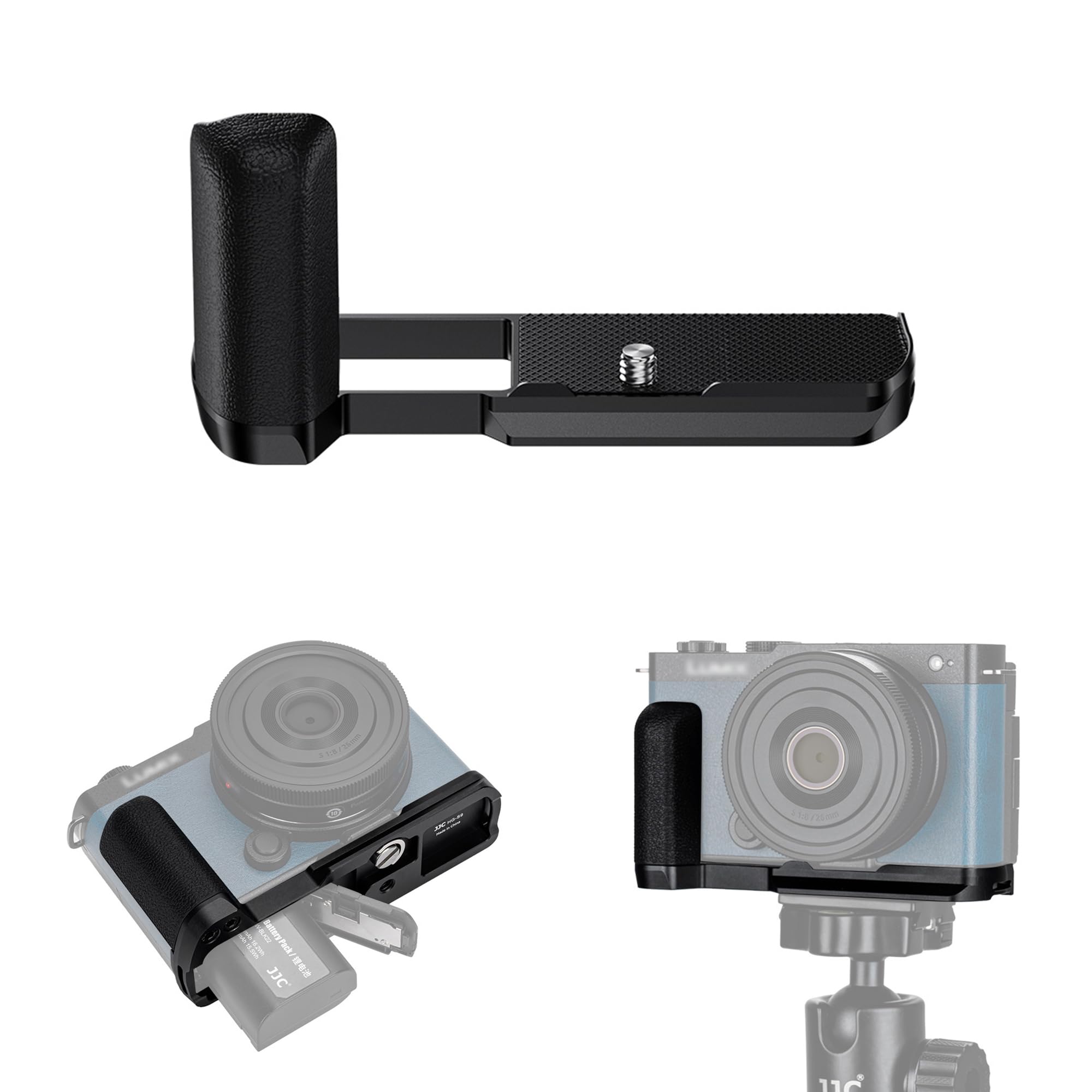 JJC Metal Hand Grip for Panasonic LUMIX S9 Camera, S9 Handle with Aluminium Alloy Arca Quick Release Plate Anti-Slip L Bracket Enhanced Silicone Grip, Black