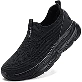 STQ Women's Slip on Sneakers Wide Toe Box Walking Tennis Shoes Cushion Sole Comfortable Orthopedic Arch Support Breathable Plantar Fasciitis Non-Slip Athletic Gym Workout Shoe