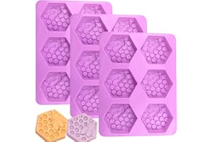 PSKJATIN 3 Pcs Honeycomb Soap Molds-Honeybee Silicone Molds for Soap,3D Bee Soap Molds for Homemade Soap Bath Bombs Shower Steamer Lotion Bars Chocolate Candy