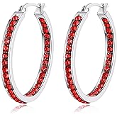 CiNily Stainless Steel Cubic Zirconia Hoop Earrings Silver/Gold Plated Earrings for Sensitive Ears