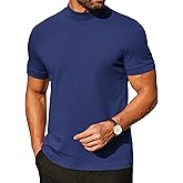 COOFANDY Mens Mock Turtleneck Shirts Casual Premium Cotton Short Sleeve Shirt Basic Half Neck T-Shirts