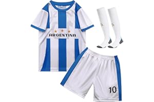 Cloong Kids National Soccer Jersey Outfits, Youth Football Training Shirt Shorts Set, Moisture-Wicking, Boys Girl Size 2-12Y