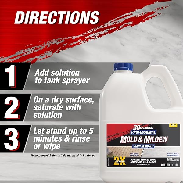 30 SECONDS PRO MOLD AND MILDEW STAIN REMOVER | SCRUB FREE | BRIGHTER RESULTS INSTANTLY | READY TO USE REFILL | 128 FL. OZ. – PACKAGING MAY VARY