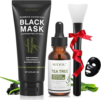 SHVYOG Blackhead Peel Off Mask 3-in-1 Charcoal Remover with Brush Tea Tree Serum