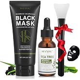 Blackhead Peel Off Face Mask, SHVYOG 3-in-1 Blackhead Remover Mask with Brush &amp; Tea Tree Oil Serum, Charcoal Face Mask for Deep Cleansing Blackheads, Dirts, Pores, Skin Oil (100g+30ml)
